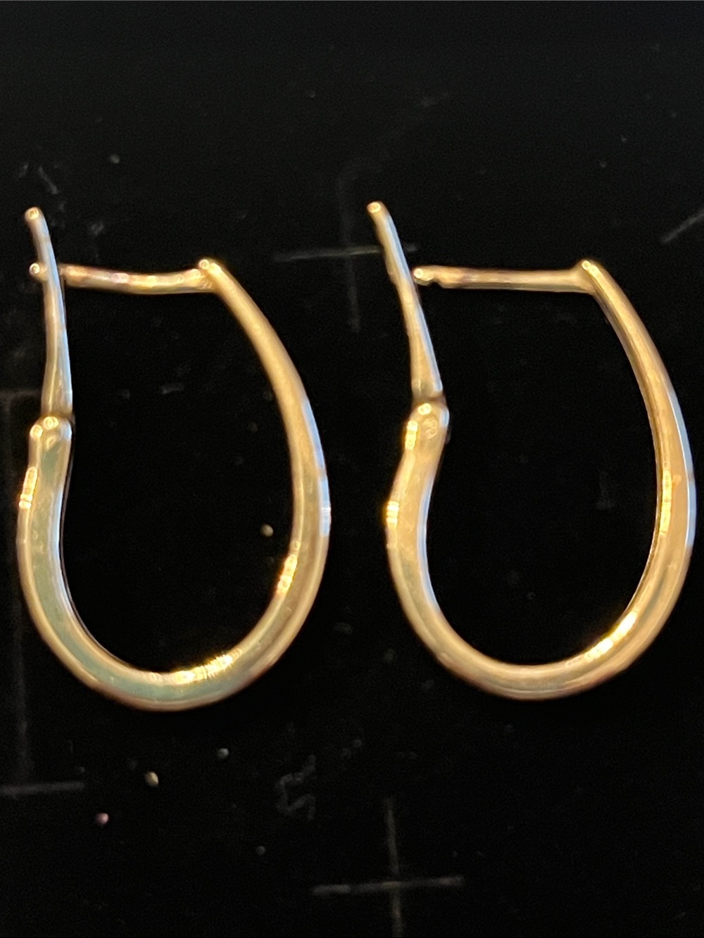 14K Yellow Gold Oval Hoop Earrings 4g Hinged